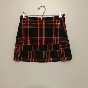 wool plaid mini skirt